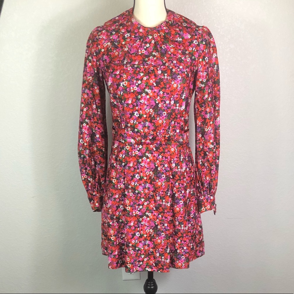 Vintage 60s Oversized Collar Flower Power Dress